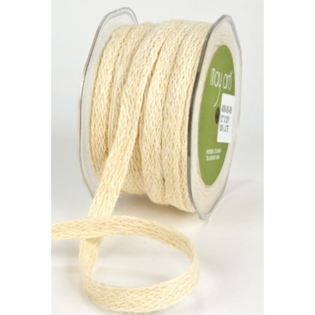 May Arts Ivory 0.5 Inch Woven Burlap Braid Ribbon