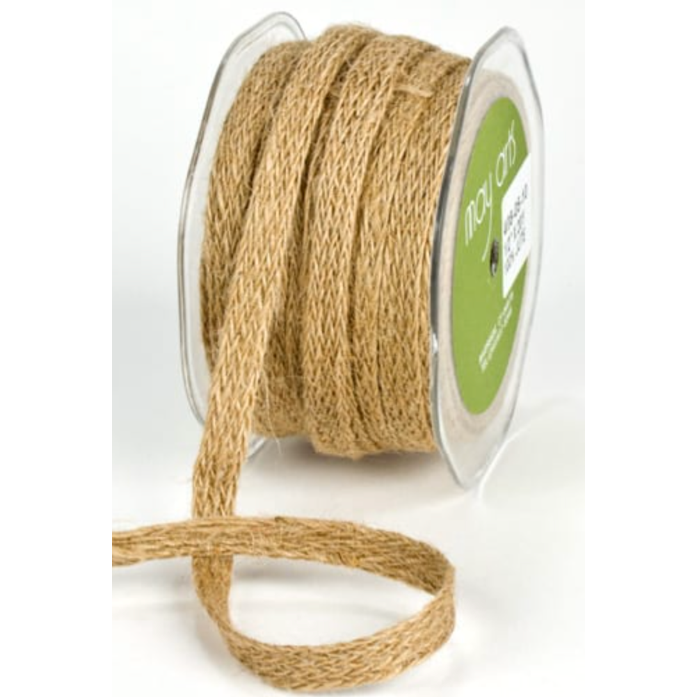 May Arts Natural 0.5 Inch Woven Burlap Braid Ribbon