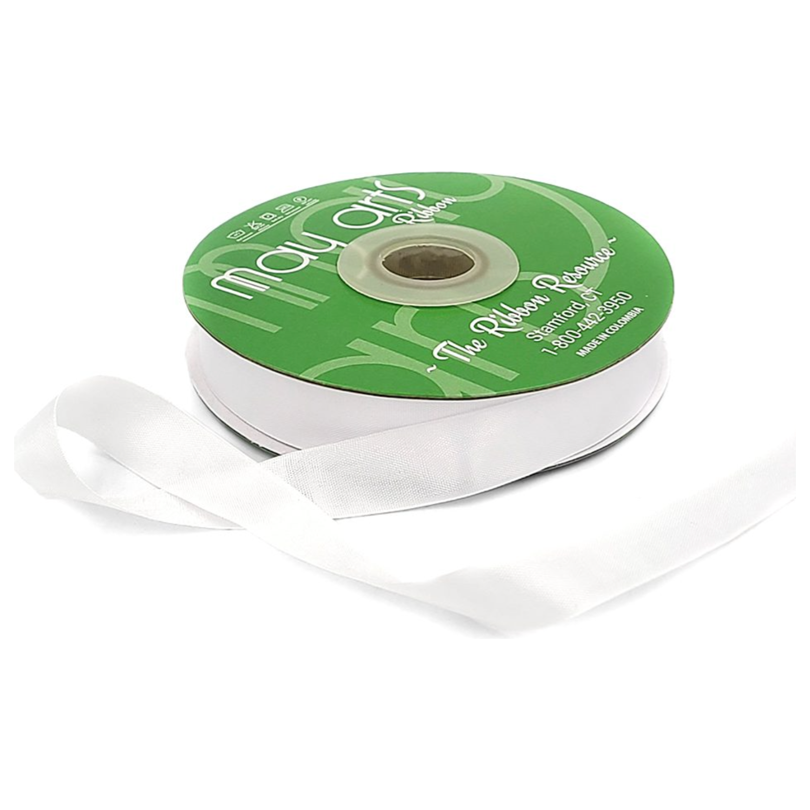 May Arts White 0.625 Inch Classic Woven Edge Seam Binding Ribbon