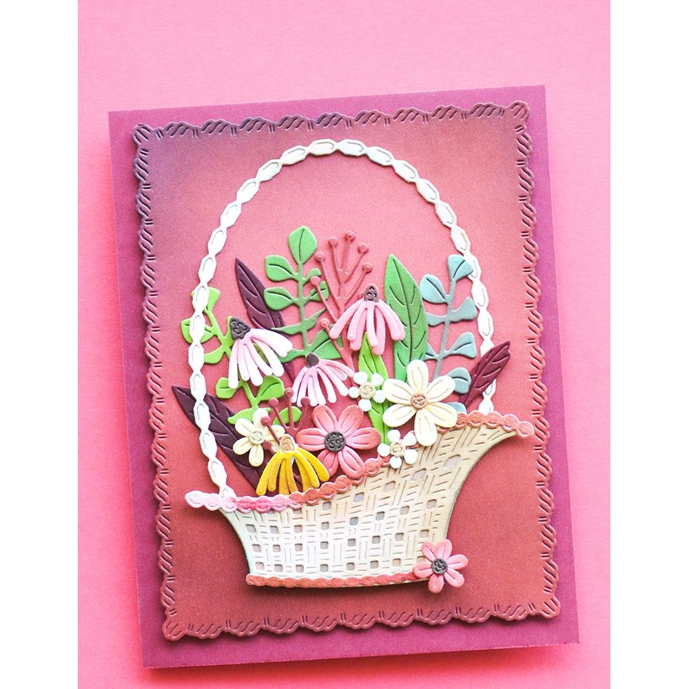 Memory Box Arched Flower Basket Dies 94951 pink flowers