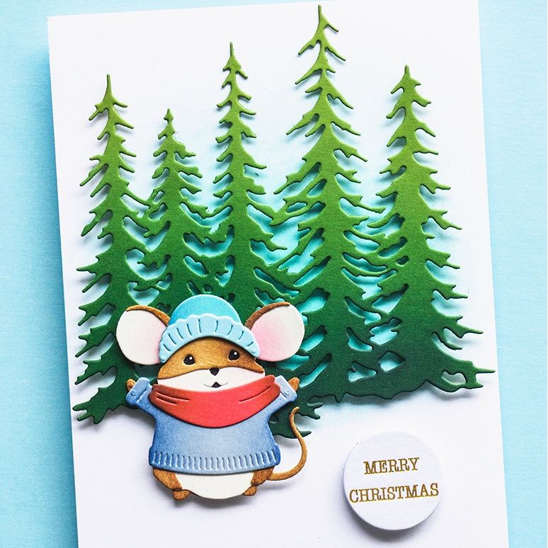 Memory Box Benson Mouse Dies 94998 mouse with blue hat trees 