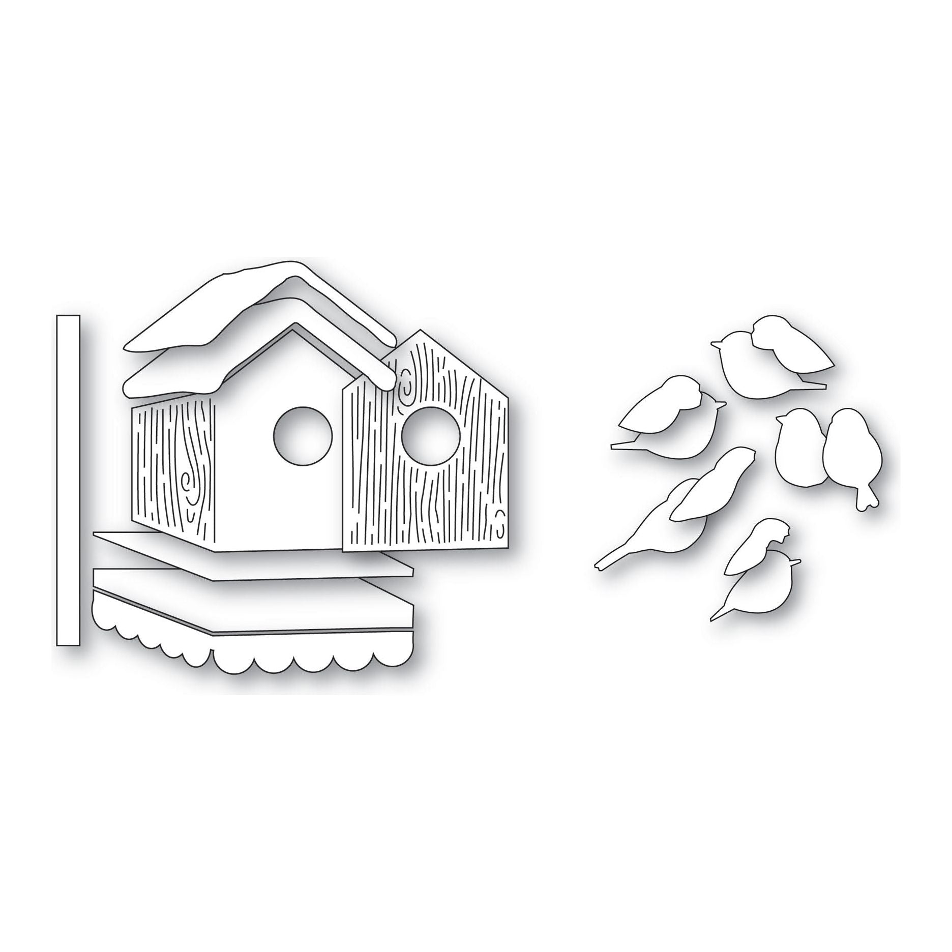 Memory Box Birdhouse Dies and Little Bird Die Bundle line art