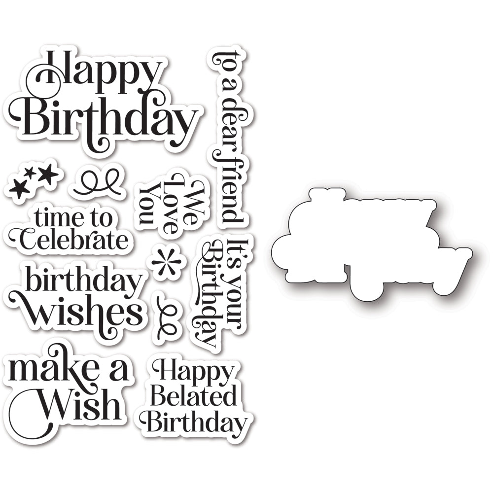 Memory Box Birthday Greetings Clear Stamp And Die Set cl5292d