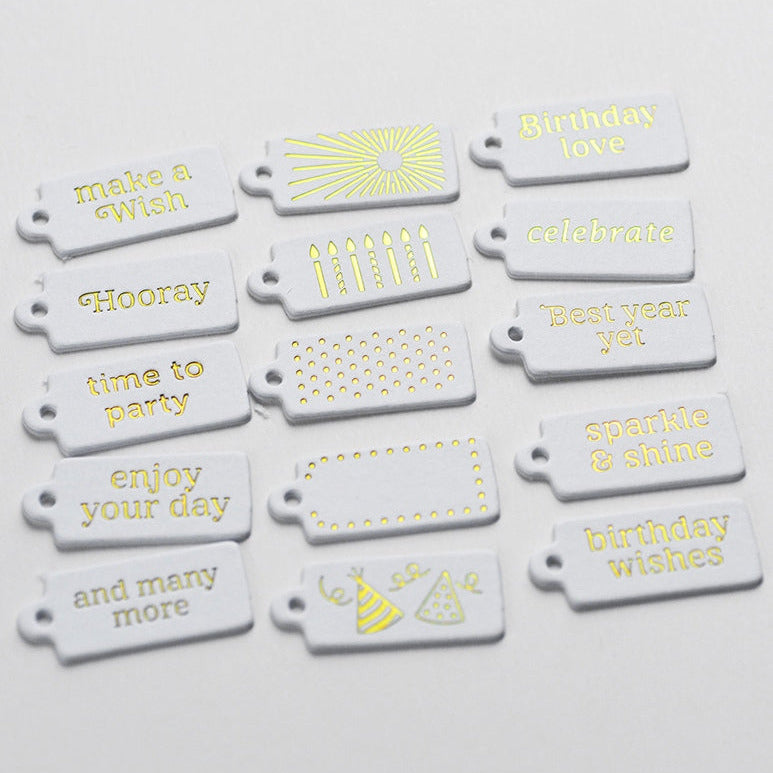 Memory Box Birthday Party Foil Greeting White Tags st040 make a wish