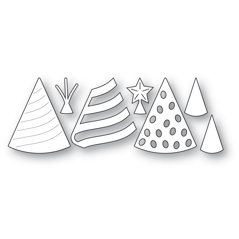 Memory Box Birthday Party Hats Dies 94852 line art