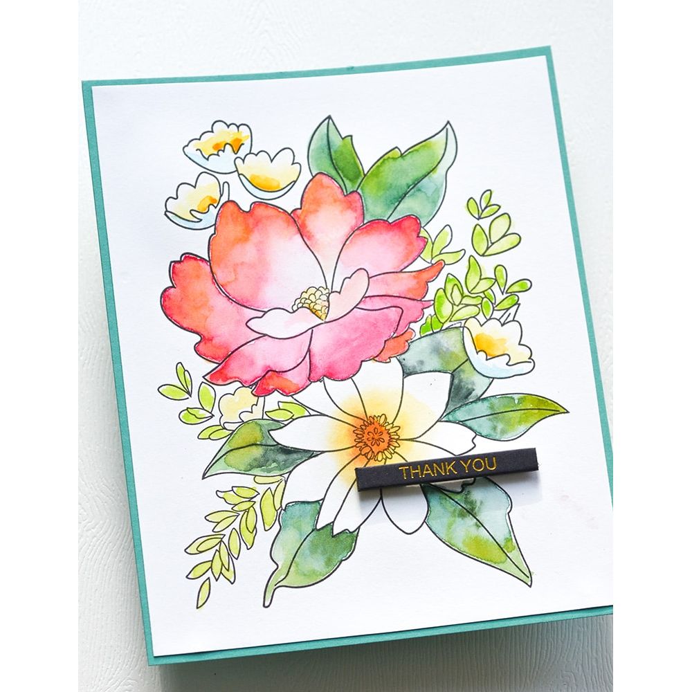 Memory Box Breezy Bouquet Clear Stamps cl5277 thank you