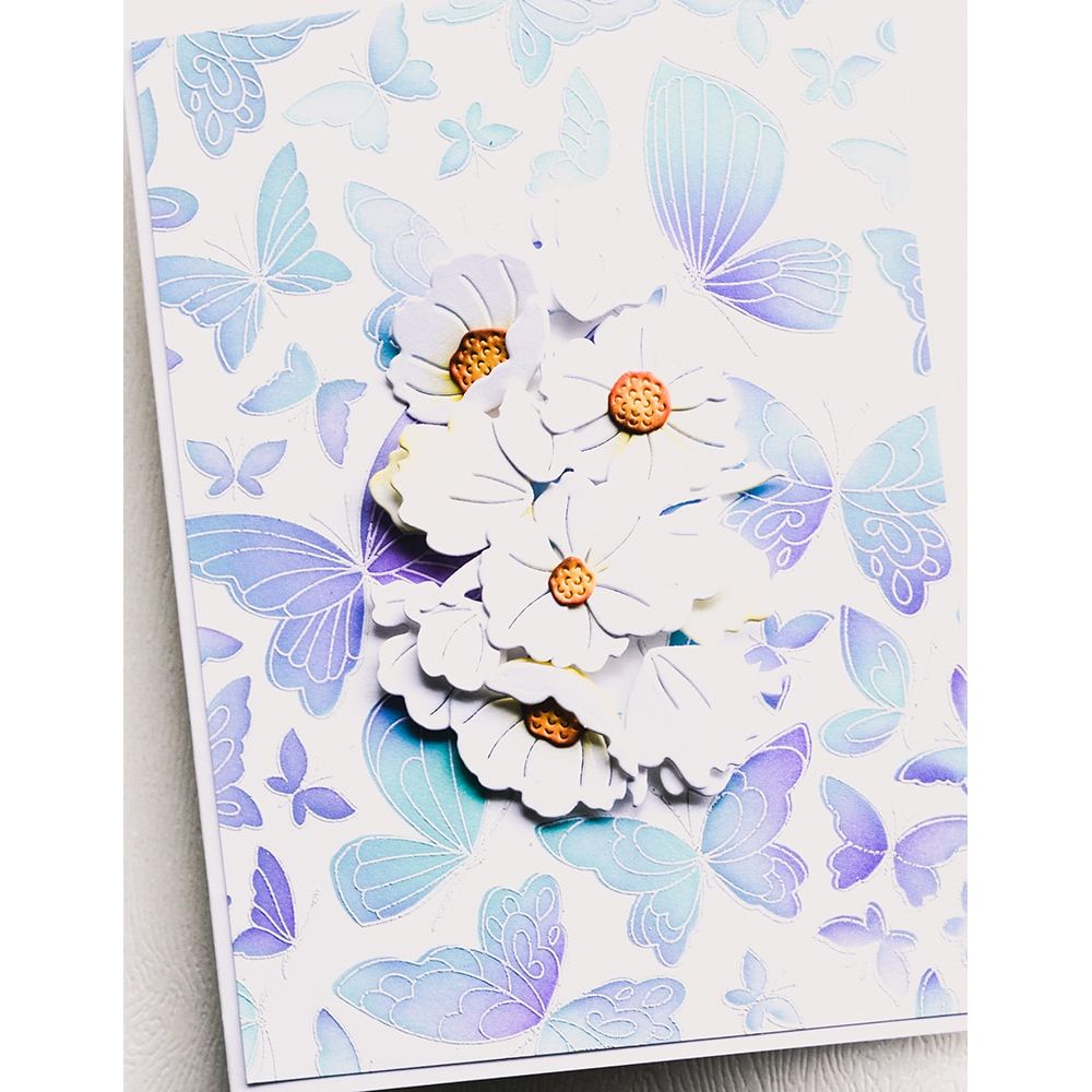 Memory Box Butterfly Kaleidoscope Cling Stamp cs2085 flowers