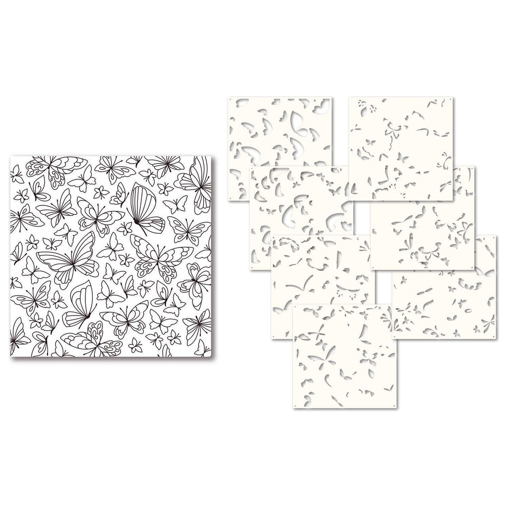 Memory Box Butterfly Kaleidoscope Stencil and Stamp Bundle