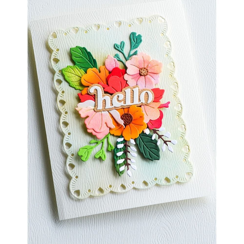 Memory Box Cheery Hello Dies 94887 flowers
