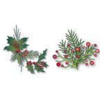 Memory Box Christmas Charm Holly and Pine Die Bundle
