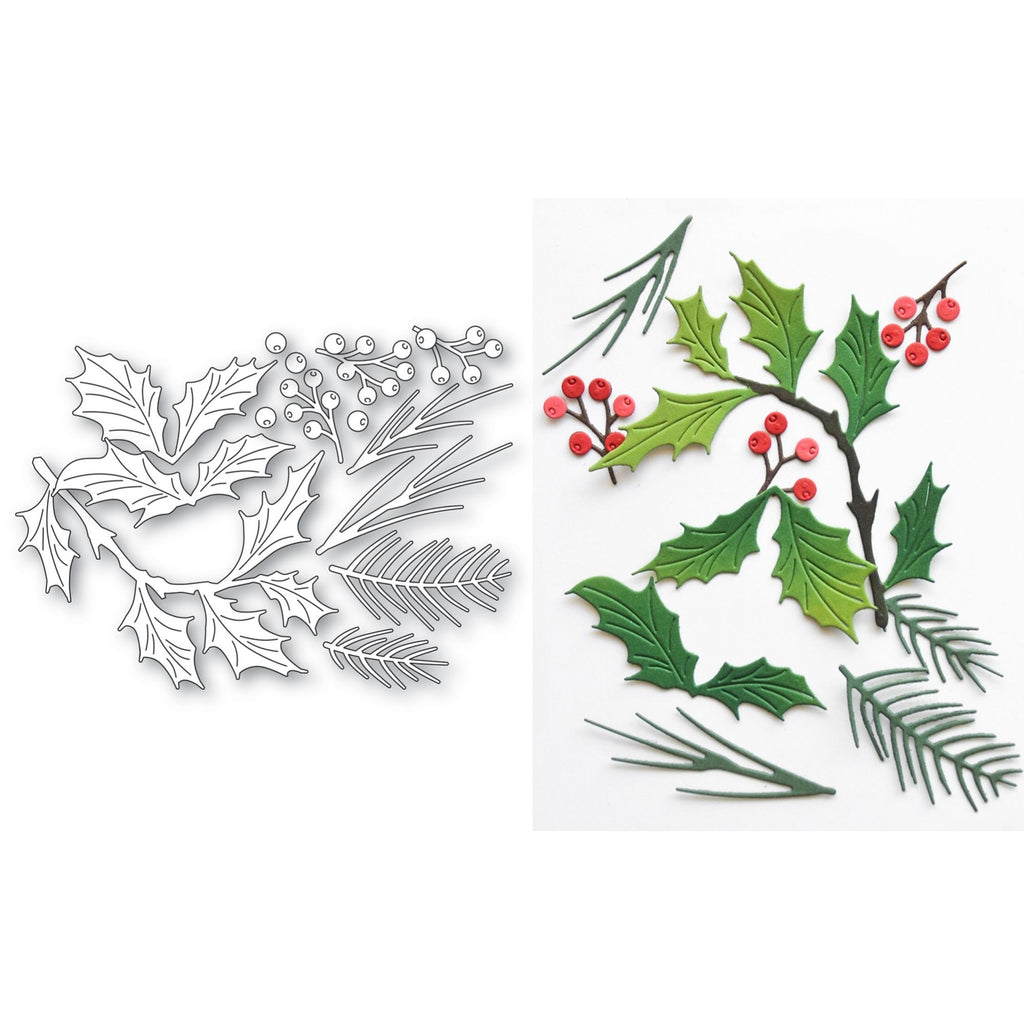 Memory Box Christmas Charm Holly and Pine Die Bundle Evergreen Holly Bundle Dies 94988