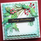 Memory Box Christmas Charm Holly and Pine Die Bundle garland berries christmas card