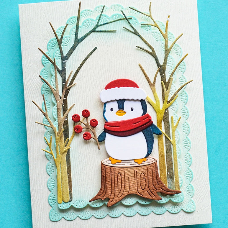 Memory Box Christmas Charm Penguin Die Bundle penguin on stump berries 