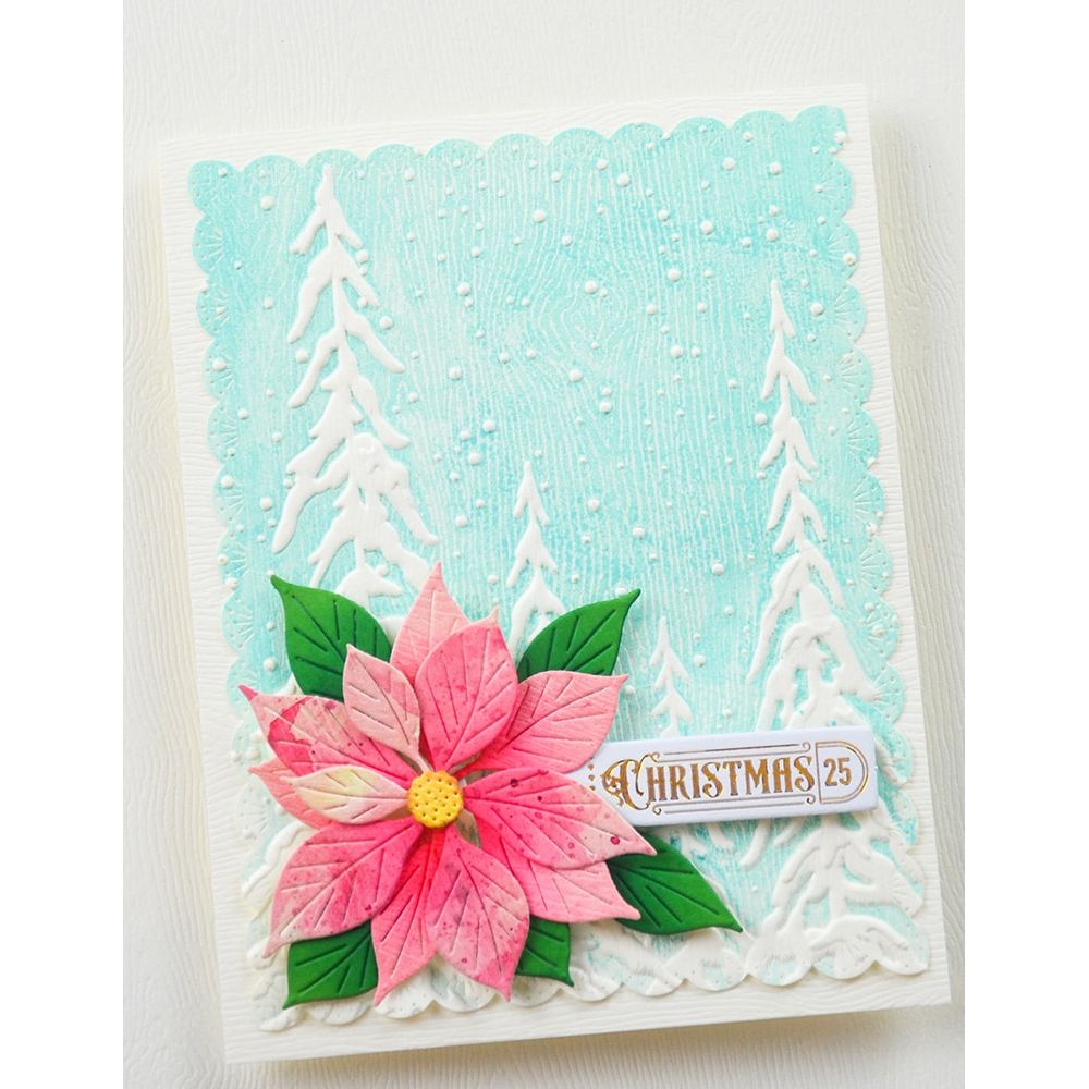 Memory Box Christmas Magic Labels White Foil Tabs st036 poinsettia
