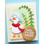 Memory Box Christmas Wonder Clear Stamp Set cl5294 goose with red scarf trees card