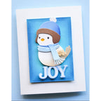 Memory Box Christmas Wonder Clear Stamp and Die Set cl5294d bird with blue scarf joy blue square card