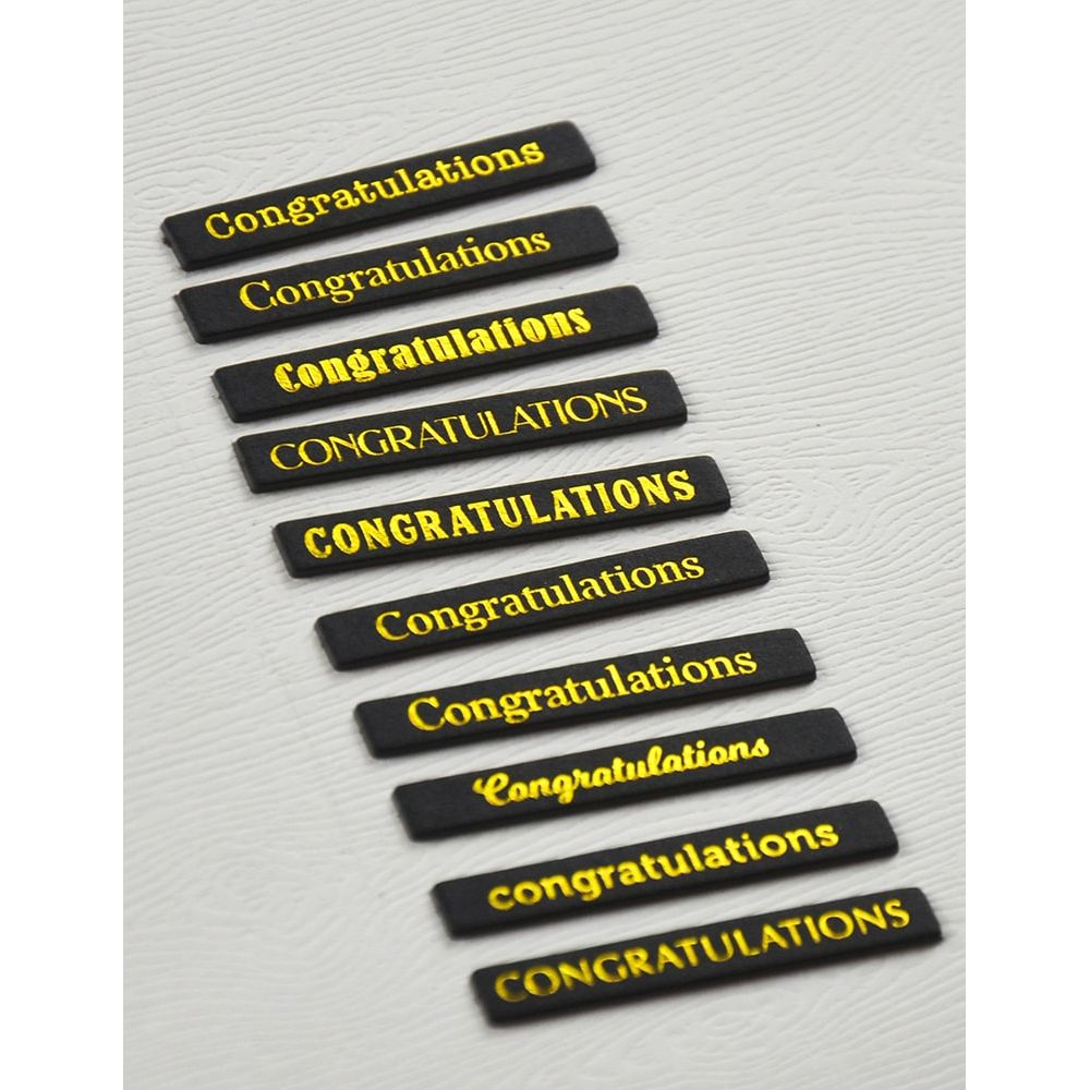 Memory Box Congratulations Foil Greetings Black Tabs st029 congrats