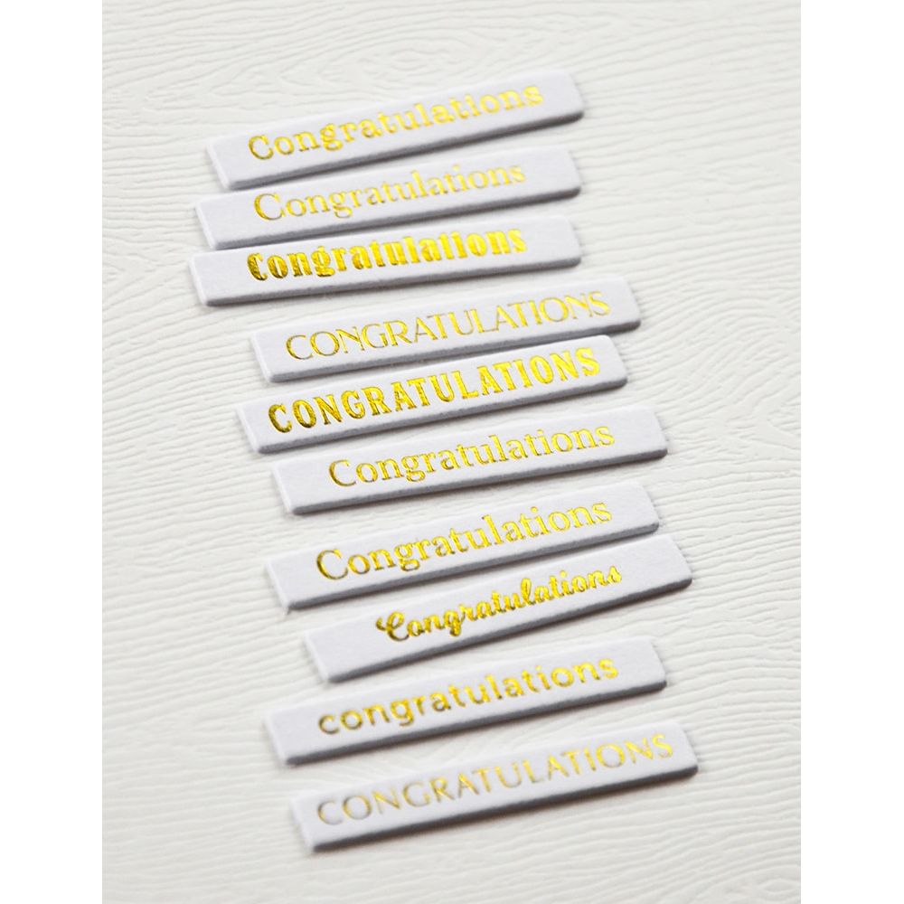 Memory Box Congratulations Foil Greetings White Tabs st028 congrats
