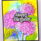 Memory Box Dahlia Stems Cling Stamp cs2087 birthday