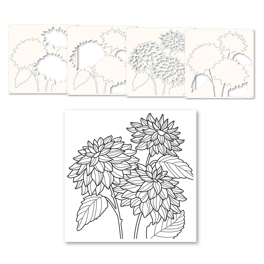 Memory Box Dahlia Stems Stamp and Stencil Bundle