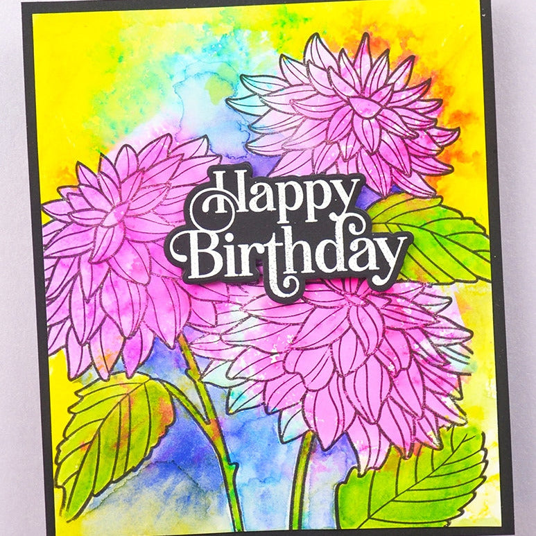 Memory Box Dahlia Stems Stamp and Stencil Bundle birthday