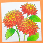 Memory Box Dahlia Stems Stamp and Stencil Bundle orange