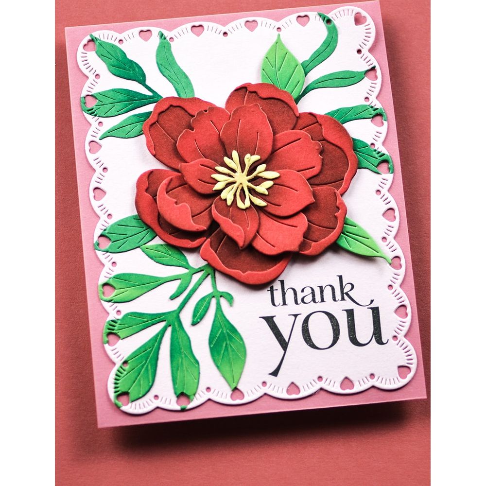 Memory Box Delightful Peony Blossom Dies 94875 thank you