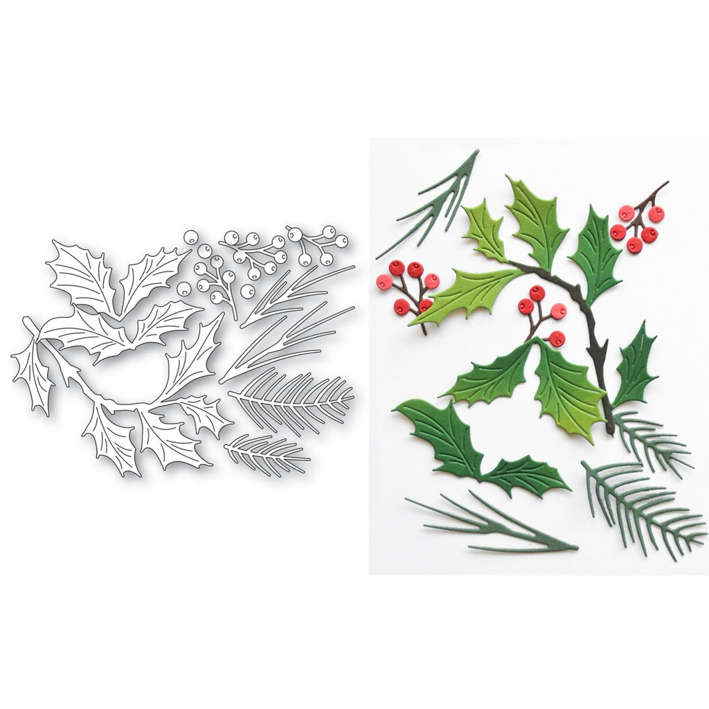 Memory Box Evergreen Holly Bundle Dies 94988 line work