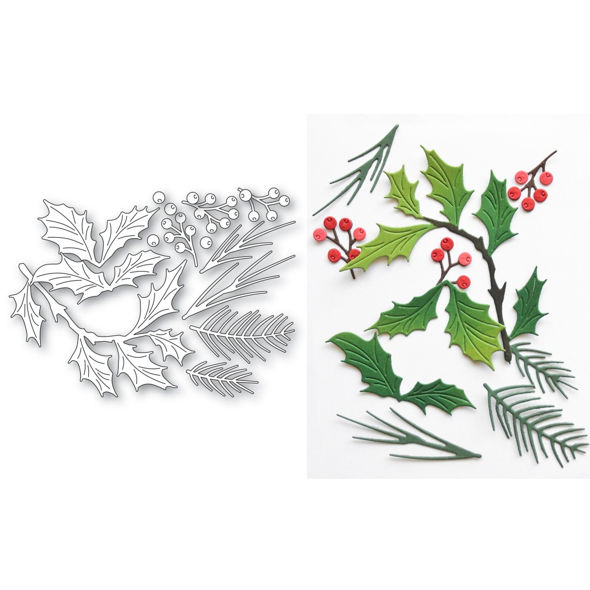 Memory Box Evergreen Holly Bundle Dies 94988 line work