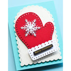 Memory Box Fan Stitch Scalloped Arch Frames Dies 94967 snowflake on red glove christmas card