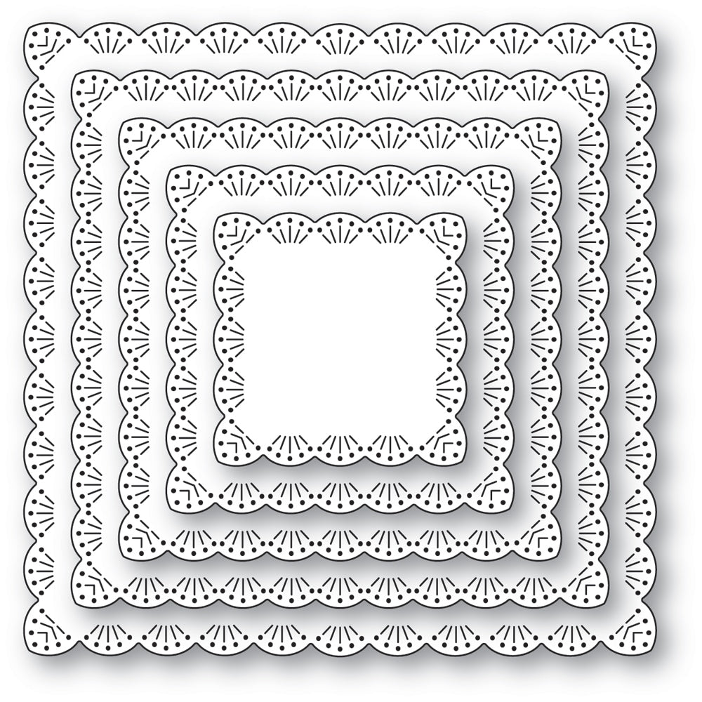 Memory Box Fan Stitch Scalloped Square Frames Dies 95008