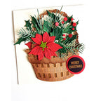 Memory Box Fresh Poinsettia Bundle Dies 94996 basket with flowers and garland christmas card