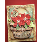 Memory Box Fresh Poinsettia Bundle Dies 94996 basket with red flowers and berries 