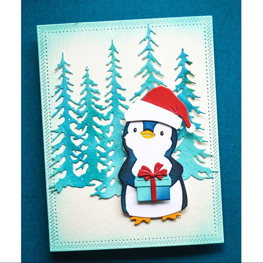 Memory Box Gift Penguin Dies 94971 santa hat blue present