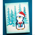 Memory Box Gift Penguin Dies 94971 santa hat blue present
