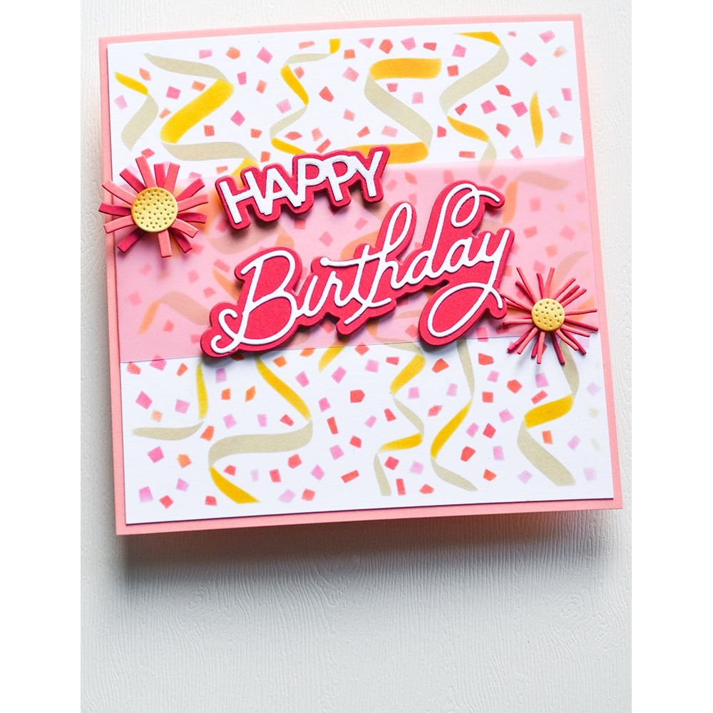 Memory Box Happy Birthday Celebration Script Dies 94866 confetti