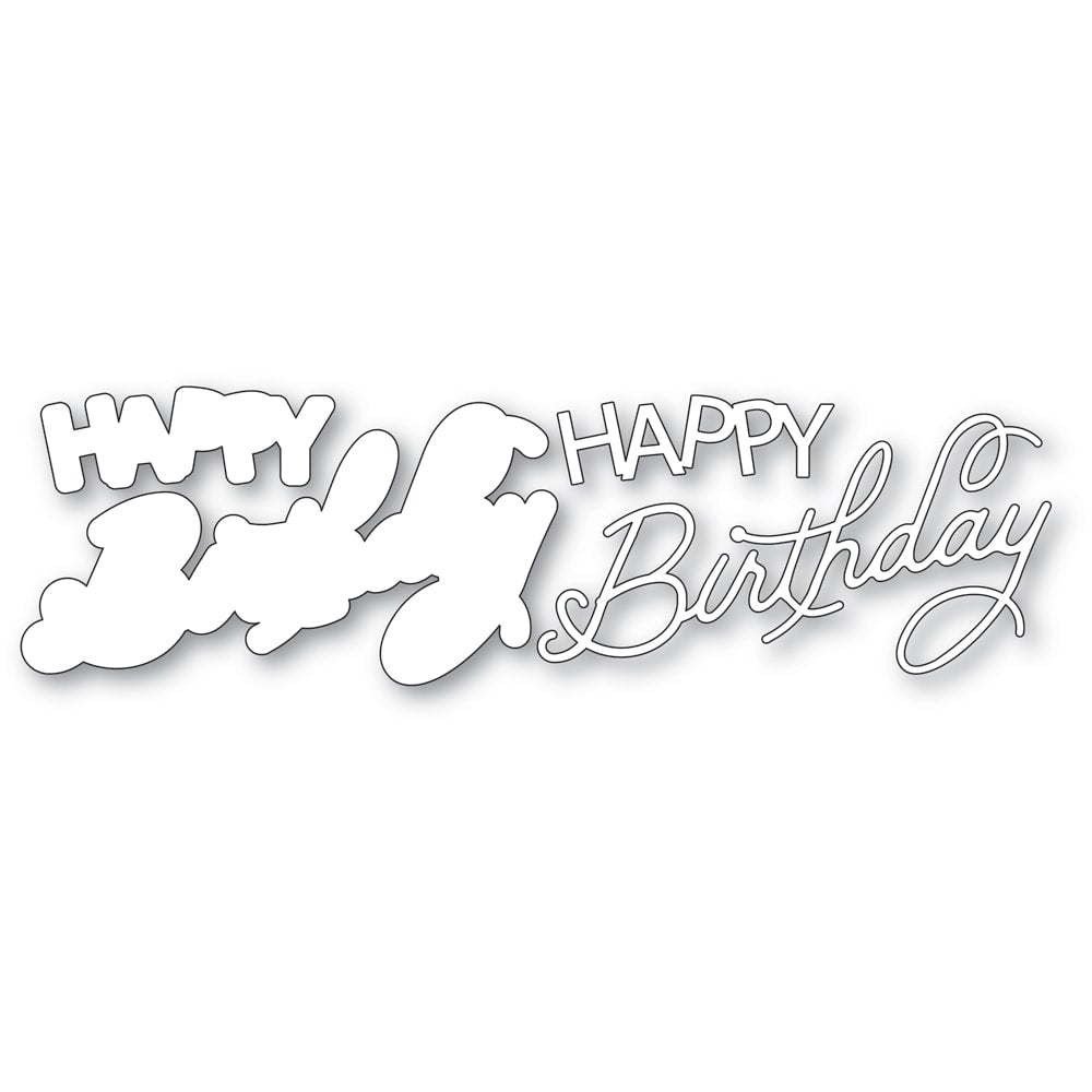 Memory Box Happy Birthday Celebration Script Dies 94866 line art