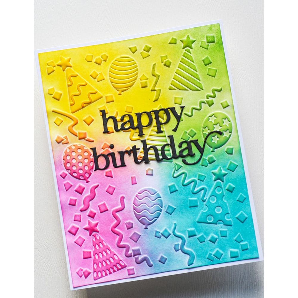 Memory Box Happy Birthday Chic Script Dies 94871 rainbow