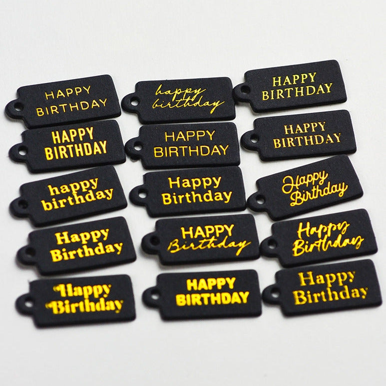 Memory Box Happy Birthday Foil Greeting Black Tags st039 individual