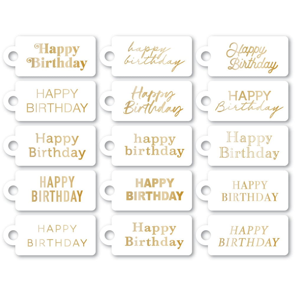 Memory Box Happy Birthday Foil Greeting White Tags st038