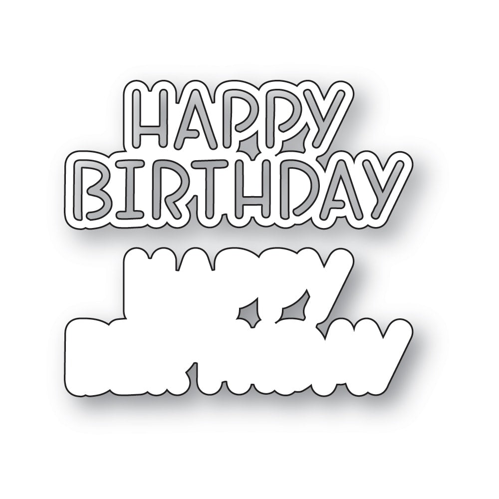 Memory Box Happy Birthday Marker Script Dies 94870 line art