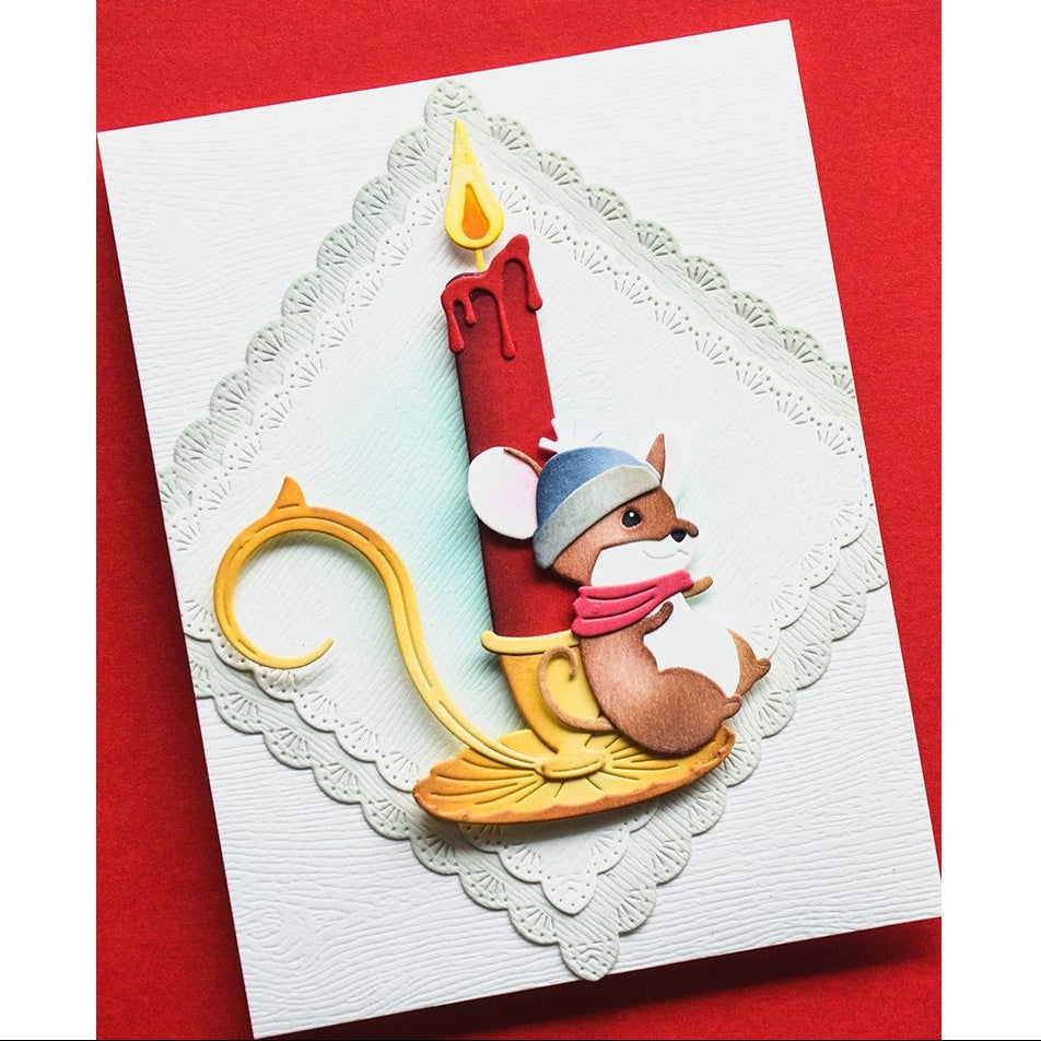 Memory Box Heirloom Candlestick Holder Dies 94974 mouse on candle 