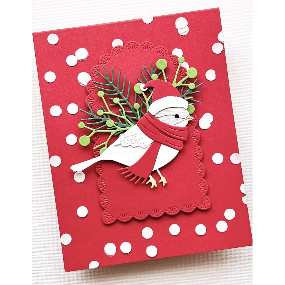 Memory Box Holiday Robin Dies 94989 white bird with hat and scarf