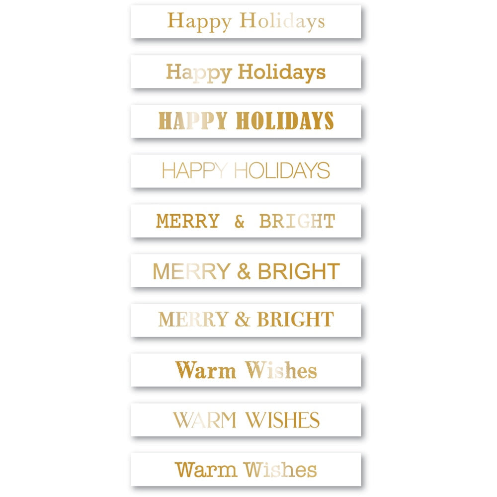 Memory Box Holiday Wishes Foil Greetings White Tabs st018
