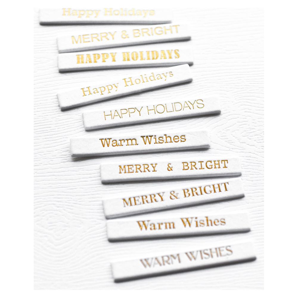 Memory Box Holiday Wishes Foil Greetings White Tabs st018 pieces