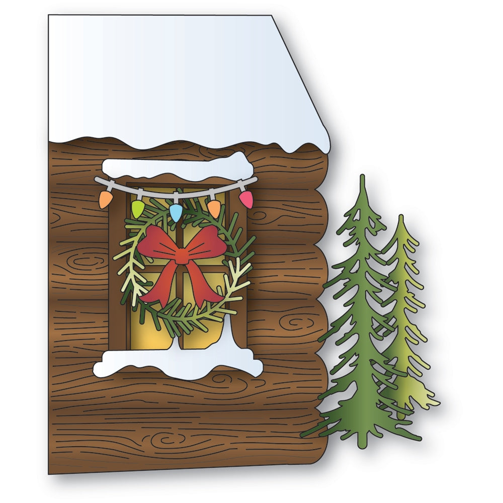Memory Box Log Cabin Scene Dies 94986