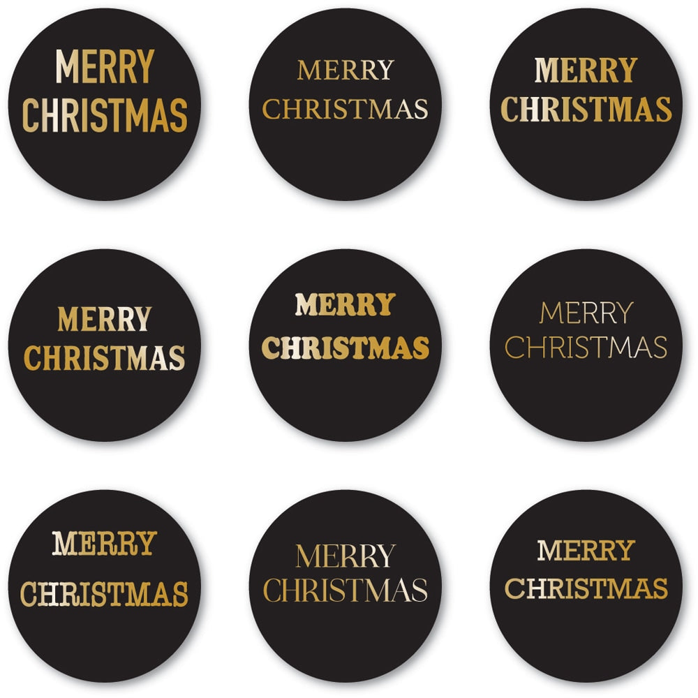 Memory Box Merry Christmas Foil Greetings Black Circle Tabs st013
