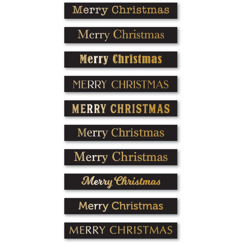 Memory Box Merry Christmas Foil Greetings Black Tabs st027