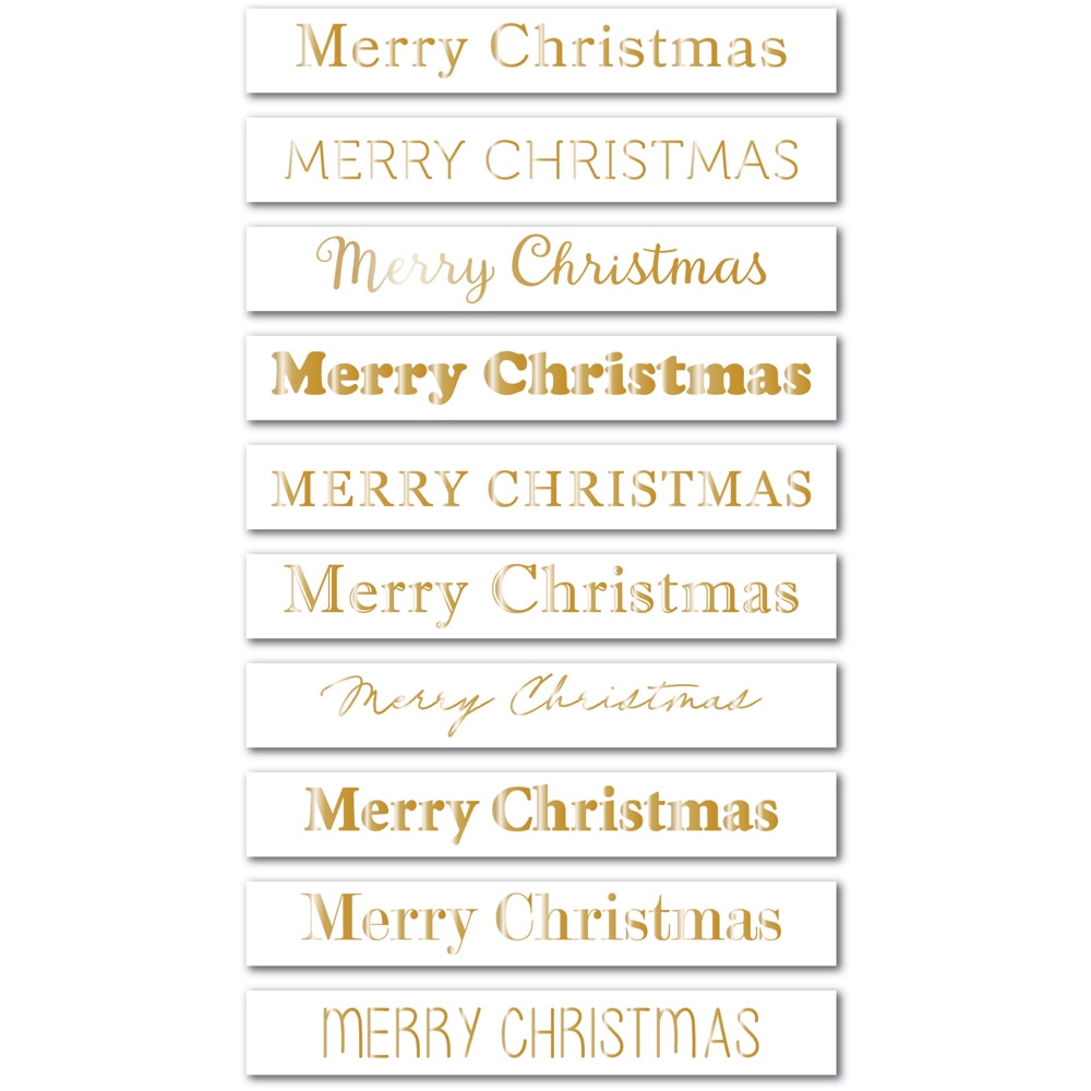 Memory Box Merry Christmas Foil Greetings Large White Tabs st034