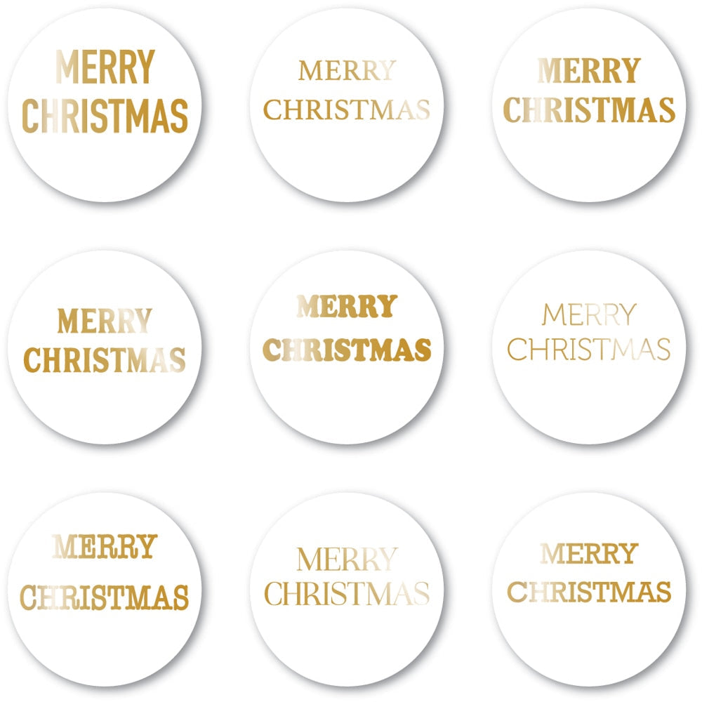 Memory Box Merry Christmas Foil Greetings White Circle Tabs st012
